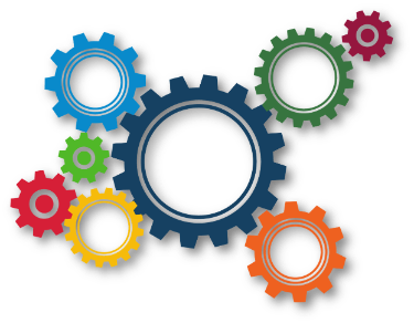 Colourful gears symbolising school governance and leadership at Princefield First School.